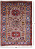 Super Kazak Handmade Wool Rug - 4' 0" X 5' 7" - Golden Nile