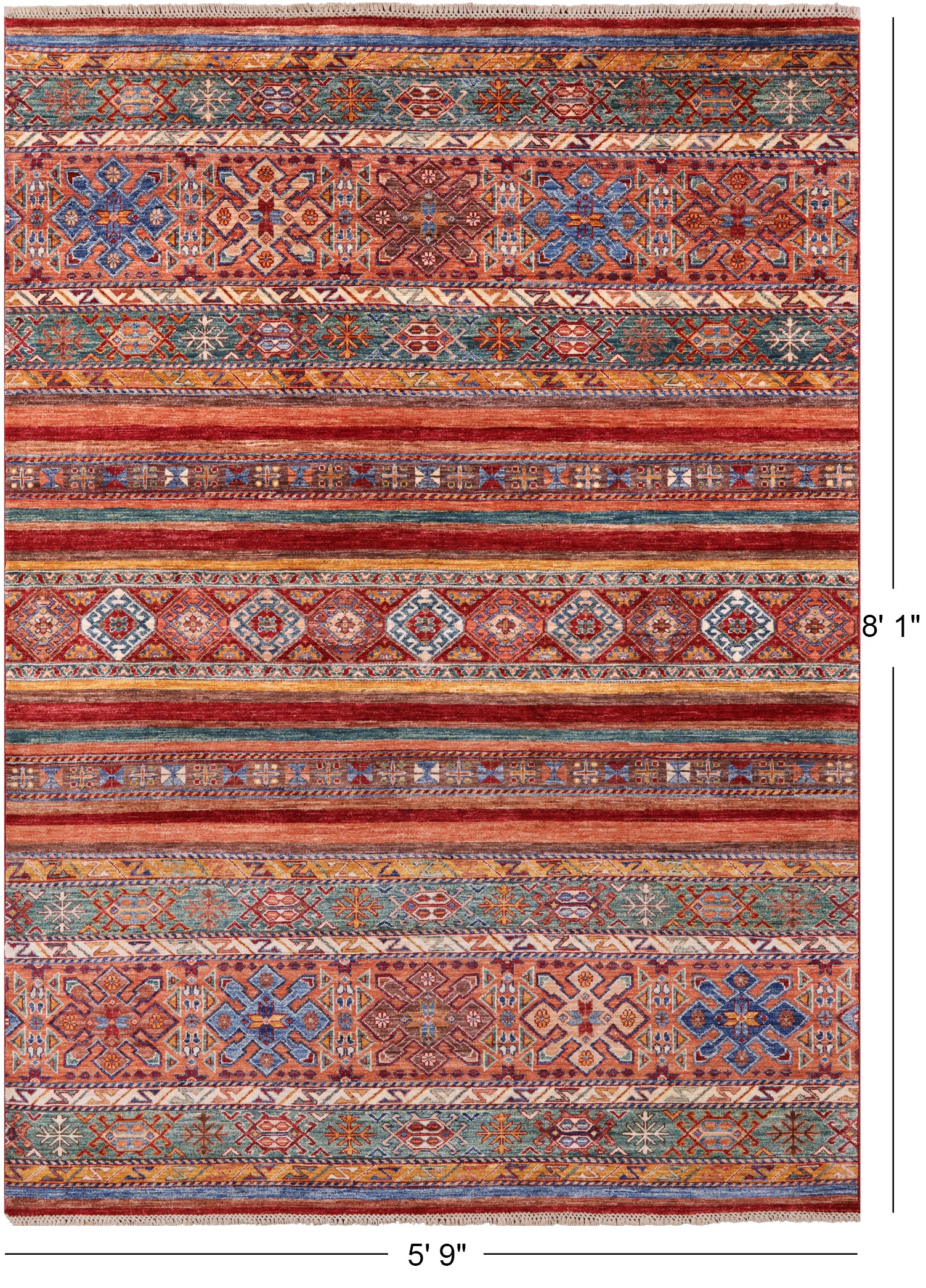 Khorjin Persian Gabbeh Handmade Wool Rug - 5' 9" X 8' 1" - Golden Nile