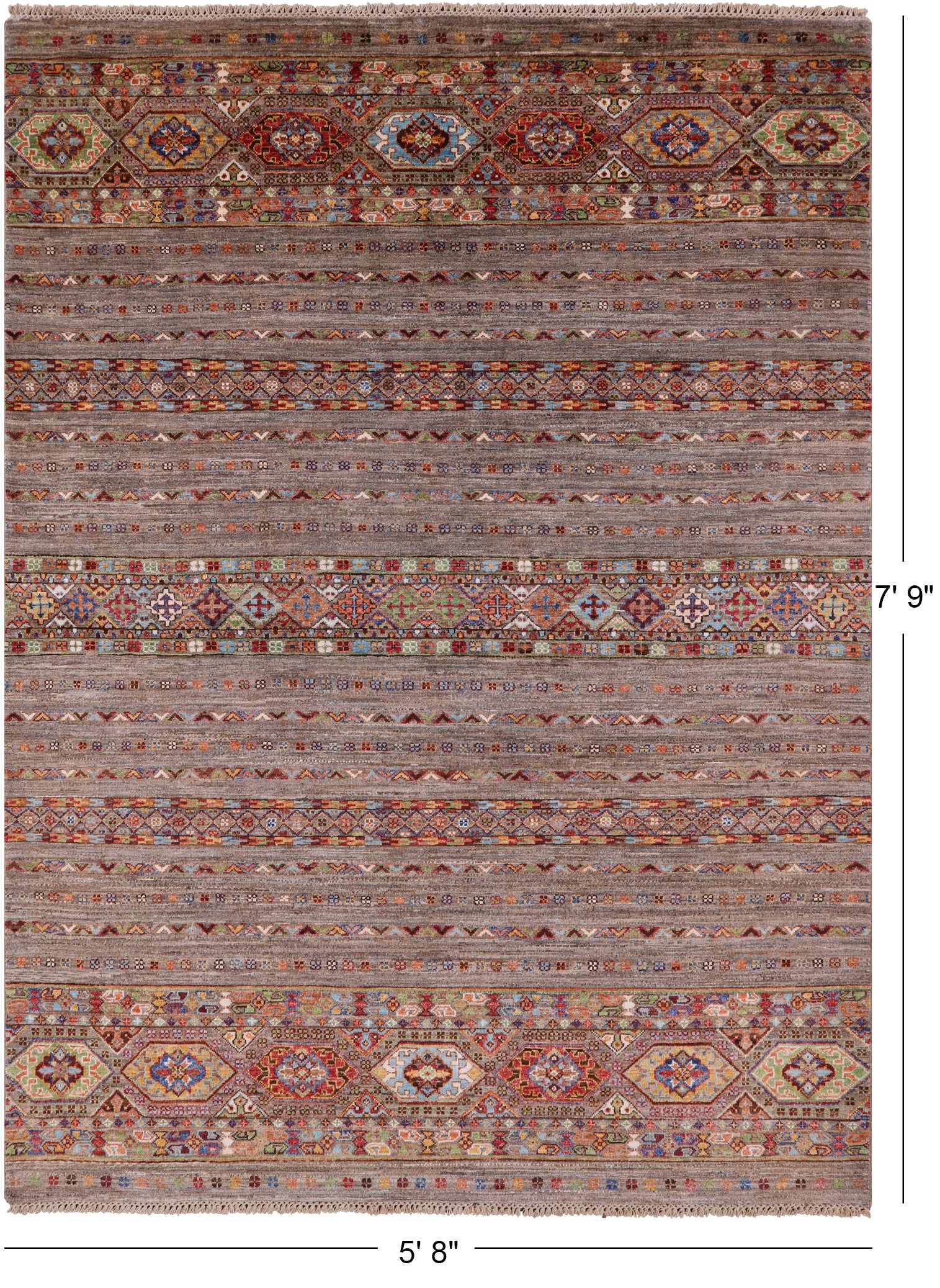 Khorjin Persian Gabbeh Hand Knotted Wool Rug - 5' 8" X 7' 9" - Golden Nile