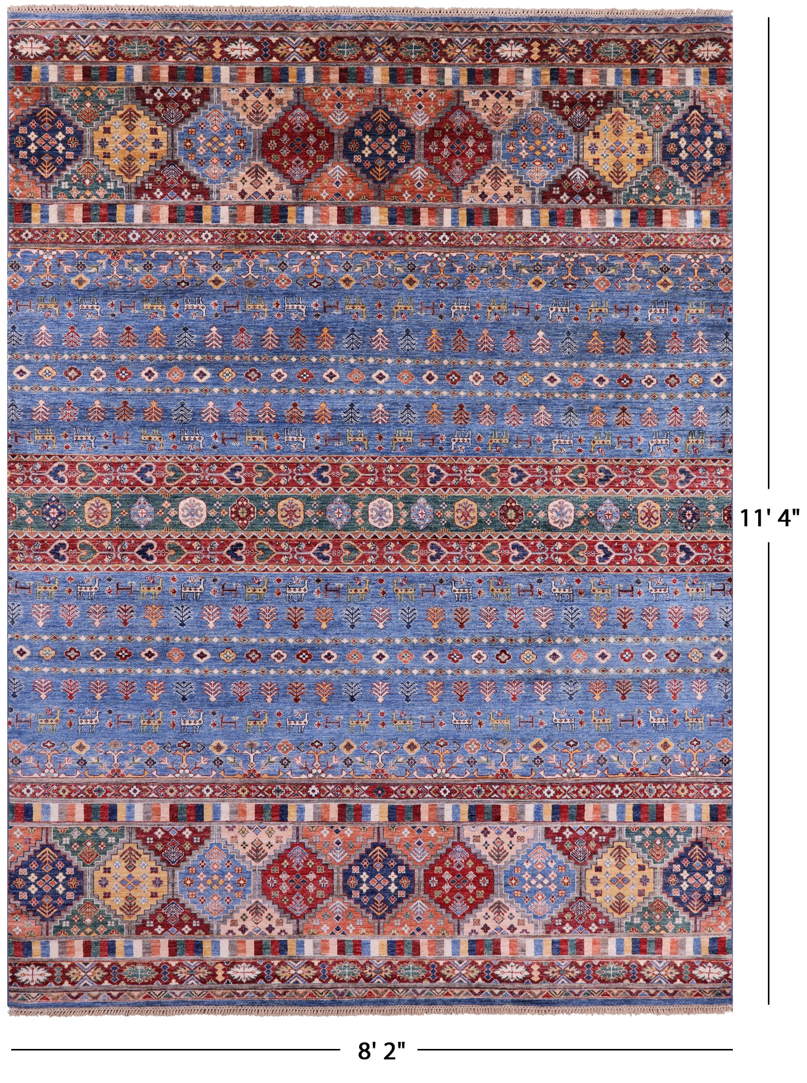 Blue Tribal Persian Gabbeh Hand Knotted Wool Rug - 8' 2" X 11' 4" - Golden Nile
