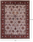 Ivory Peshawar Handmade Wool Rug - 9' 0" X 11' 10" - Golden Nile