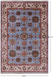 Blue Peshawar Hand Knotted Wool Rug - 6' 0" X 8' 11" - Golden Nile