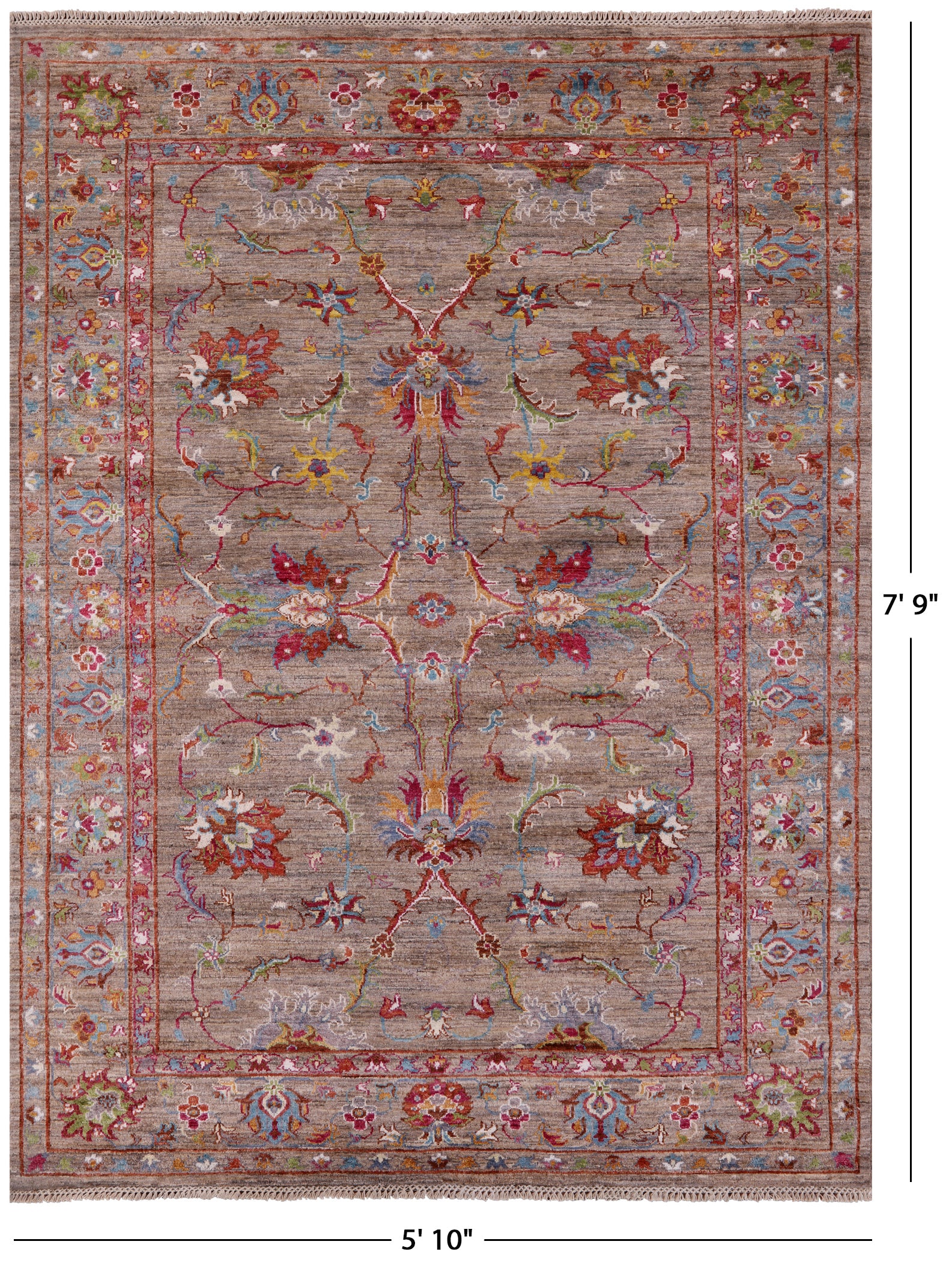 Peshawar Hand Knotted Wool Rug - 5' 10" X 7' 9" - Golden Nile