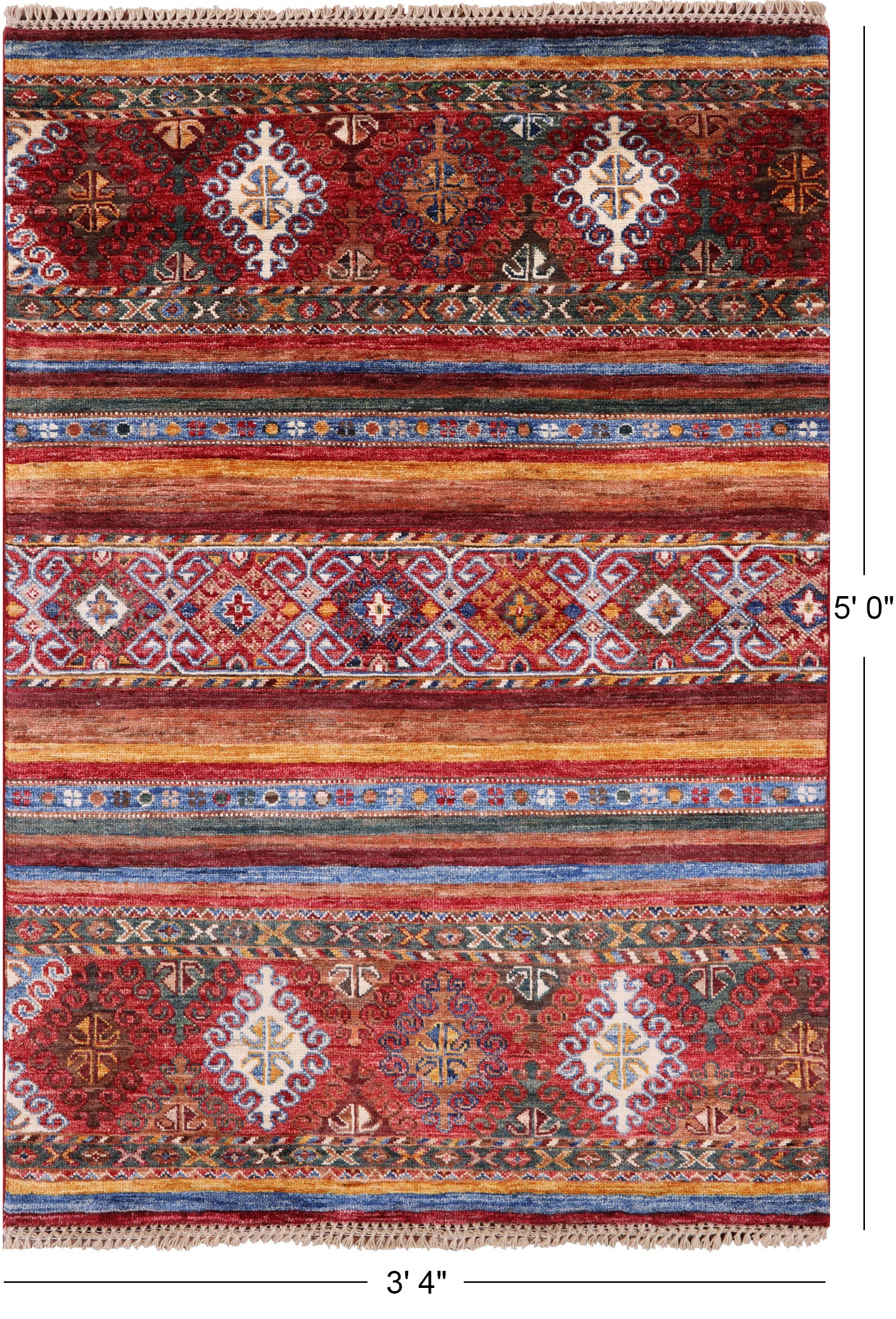 Khorjin Persian Gabbeh Handmade Wool Rug - 3' 4" X 5' 0" - Golden Nile