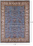 Blue Peshawar Hand Knotted Wool Rug - 5' 10" X 7' 10" - Golden Nile