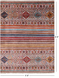 Khorjin Persian Gabbeh Hand Knotted Wool Rug - 5' 0" X 6' 6" - Golden Nile