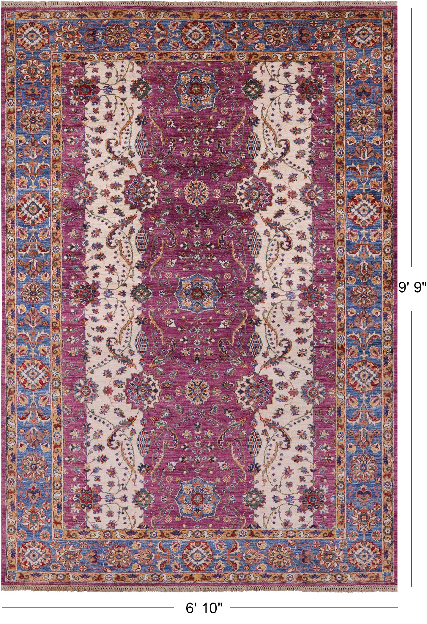 Persian Fine Serapi Hand Knotted Wool Rug - 6' 10" X 9' 9" - Golden Nile