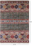 Green Khorjin Persian Gabbeh Handmade Wool Rug - 6' 10" X 9' 8" - Golden Nile