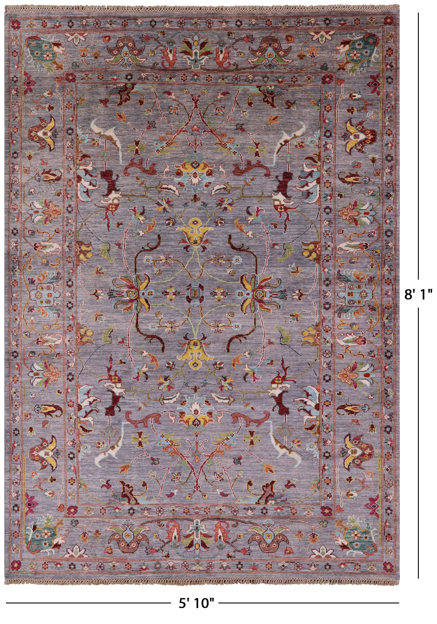 Peshawar Handmade Wool Rug - 5' 10" X 8' 1" - Golden Nile