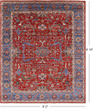 Red Persian Fine Serapi Hand Knotted Wool Rug - 8' 2" X 9' 10" - Golden Nile