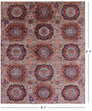 Geometric Persian Mamluk Hand Knotted Wool Rug - 8' 1" X 9' 7" - Golden Nile