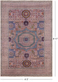 Geometric Persian Mamluk Handmade Wool Rug - 6' 2" X 8' 11" - Golden Nile