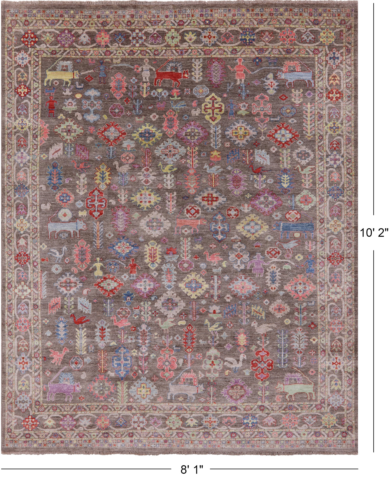 Grey Persian Fine Serapi Handmade Wool Rug - 8' 1" X 10' 2" - Golden Nile