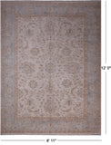 Ivory White Wash Peshawar Hand Knotted Wool Rug - 8' 11" X 12' 0"