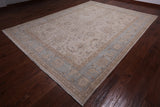 Ivory White Wash Peshawar Hand Knotted Wool Rug - 8' 11" X 12' 0"