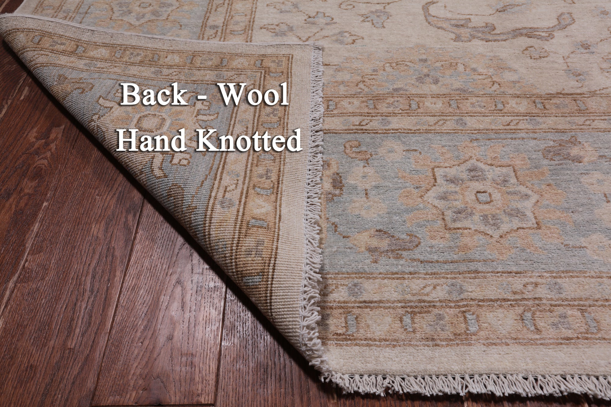 Ivory White Wash Peshawar Hand Knotted Wool Rug - 8' 11" X 12' 0"