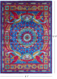 Blue William Morris Hand Knotted Wool Rug - 9' 1" X 12' 5" - Golden Nile