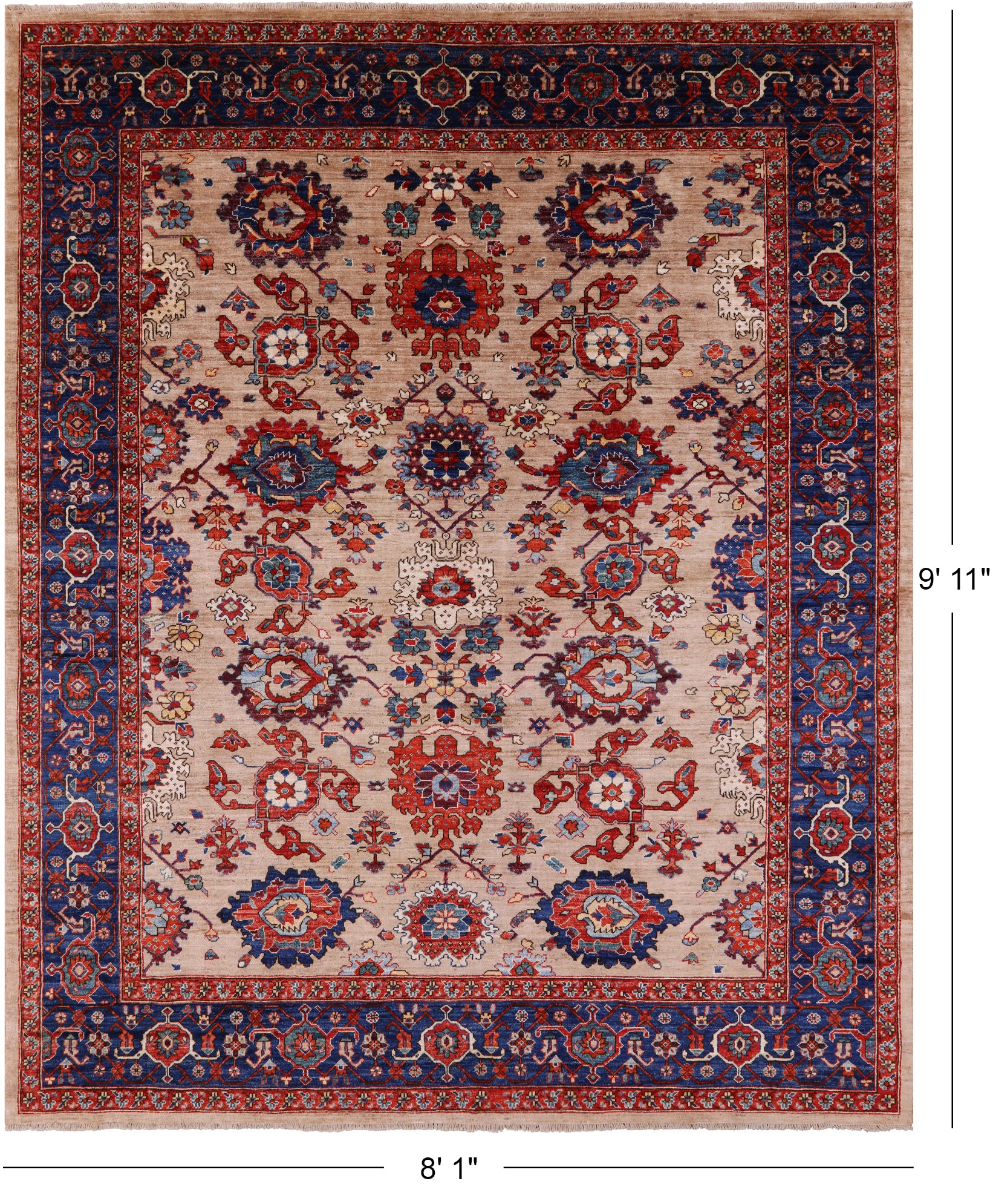 Persian Fine Serapi Handmade Wool Rug - 8' 1" X 9' 11" - Golden Nile