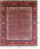 Antiqued Pazyryk Historical Design Hand Knotted Wool Rug - 8' 0" X 9' 7" - Golden Nile