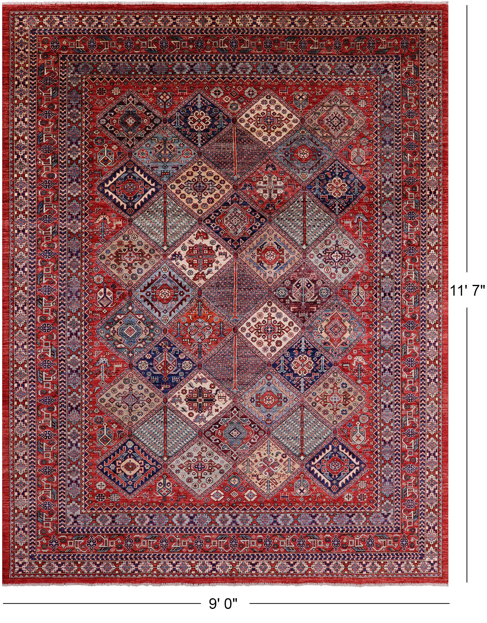 Persian Fine Serapi Hand Knotted Wool Rug - 9' 0" X 11' 7" - Golden Nile