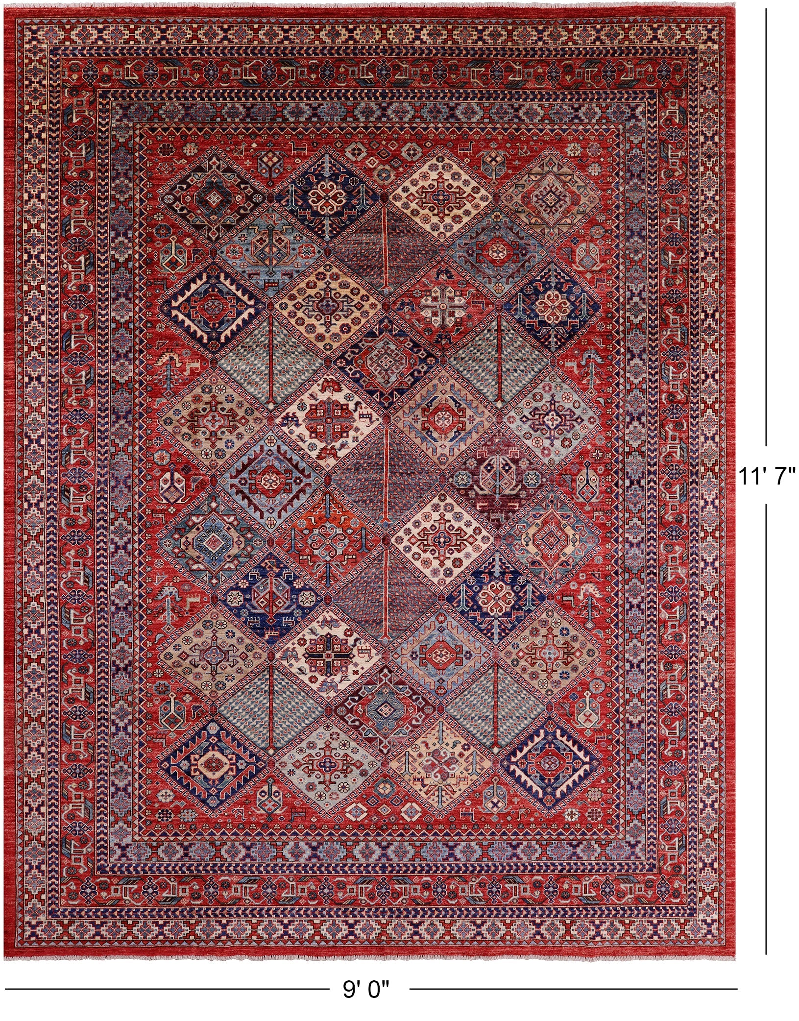 Persian Fine Serapi Hand Knotted Wool Rug - 9' 0" X 11' 7" - Golden Nile