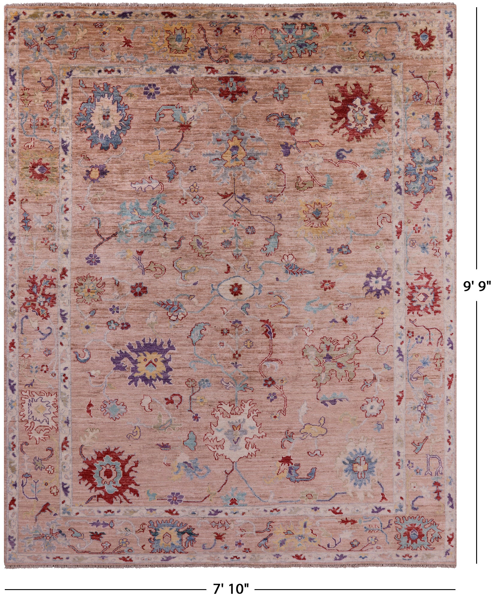 Turkish Oushak Hand Knotted Wool Rug - 7' 10" X 9' 9" - Golden Nile