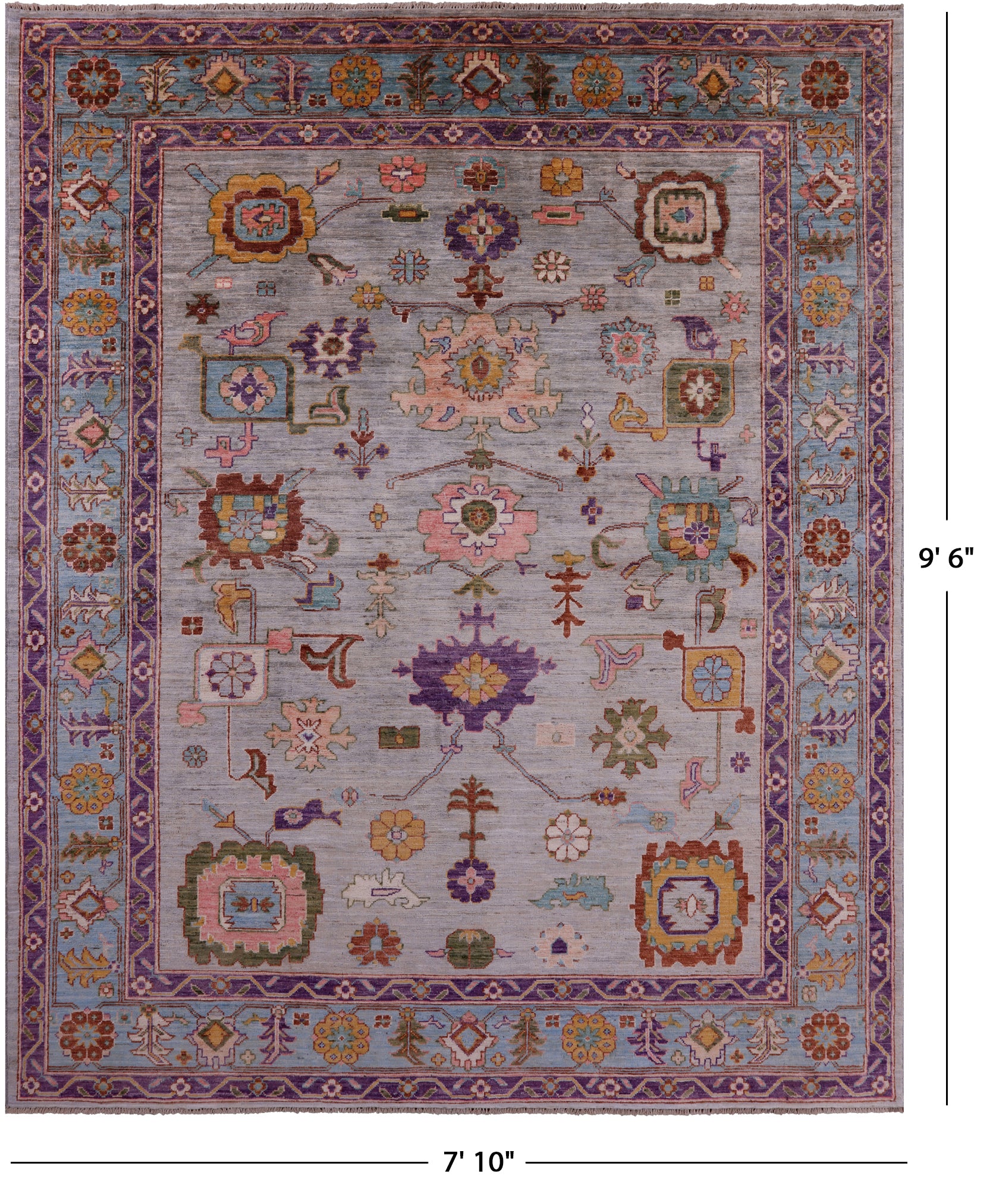 Turkish Oushak Handmade Wool Rug - 7' 10" X 9' 6" - Golden Nile