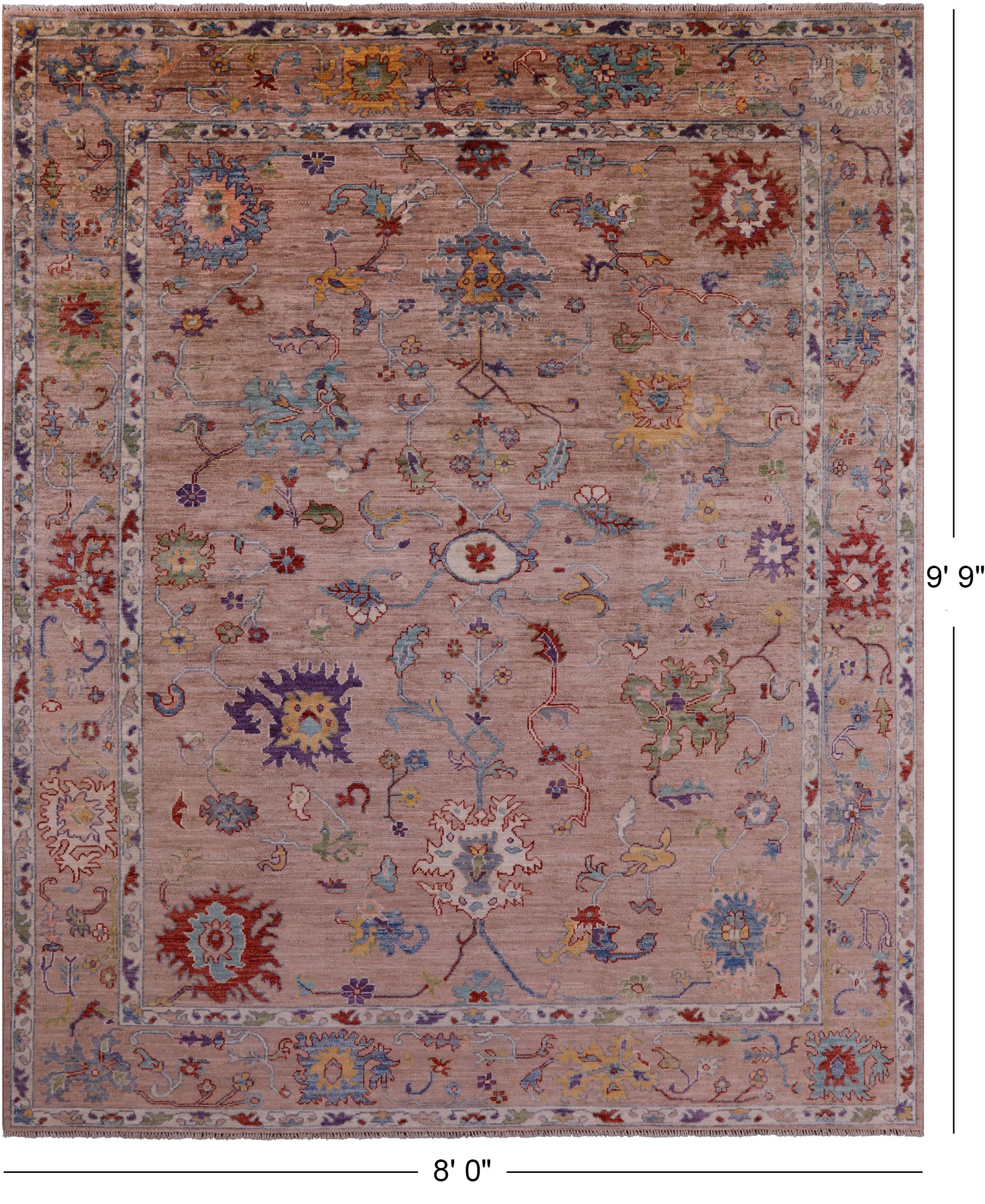 Turkish Oushak Hand Knotted Wool Rug - 8' 0" X 9' 9" - Golden Nile