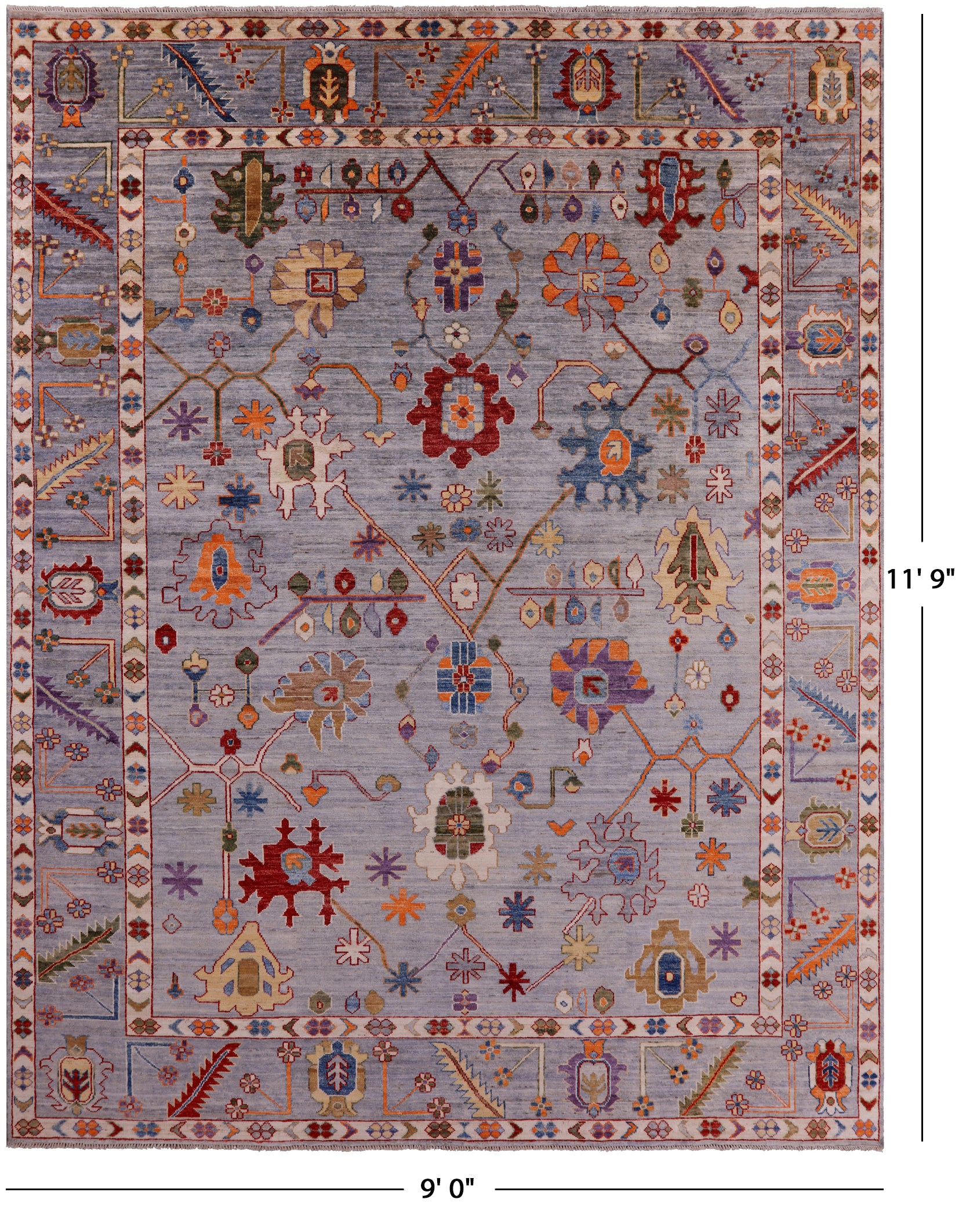 Turkish Oushak Hand Knotted Wool Rug - 9' 0" X 11' 9" - Golden Nile