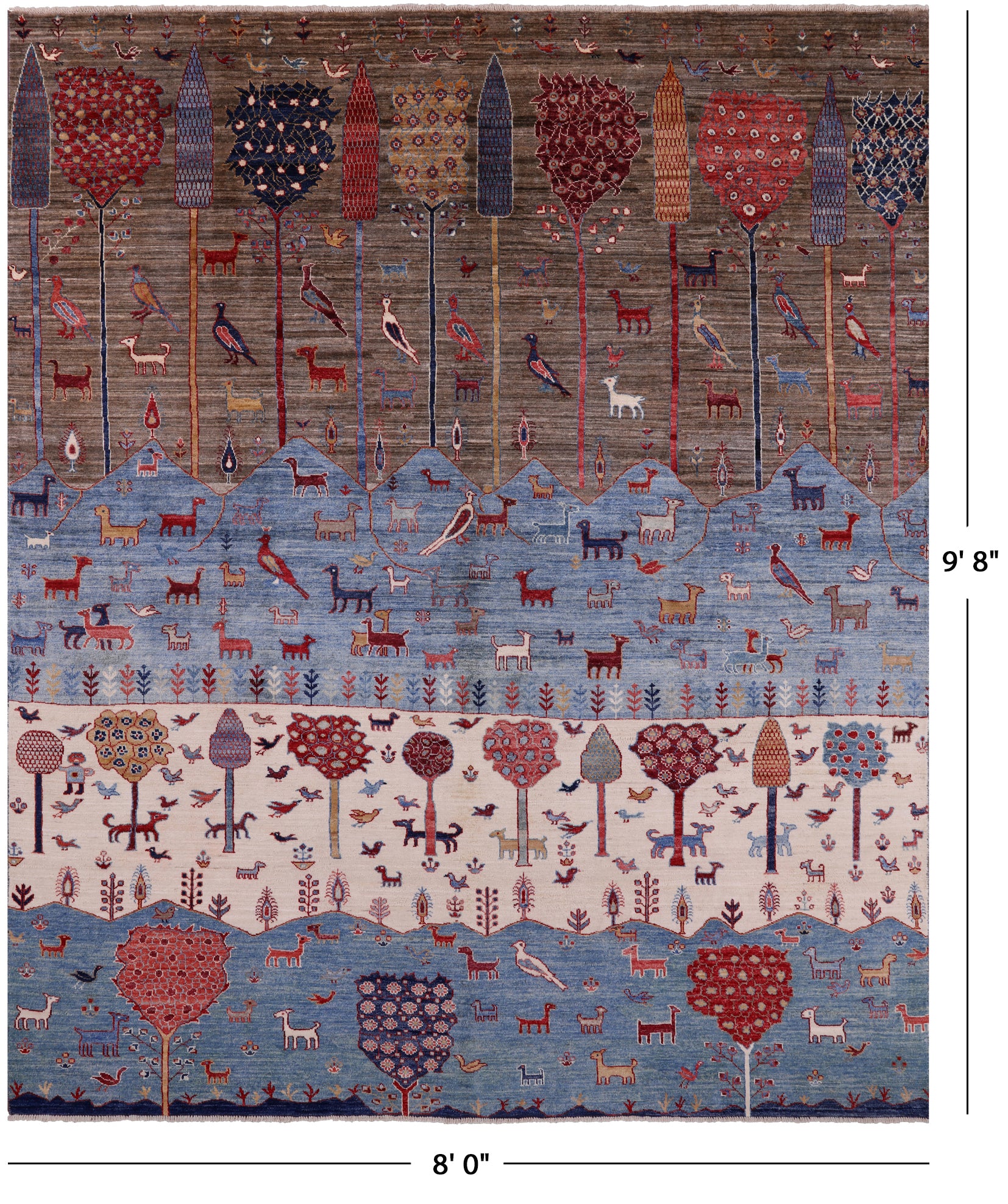 Tribal Persian Gabbeh Hand Knotted Wool Rug - 8' 0" X 9' 8" - Golden Nile