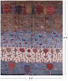 Tribal Persian Gabbeh Hand Knotted Wool Rug - 8' 0" X 9' 8" - Golden Nile