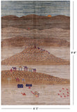 Tribal Persian Gabbeh Hand Knotted Wool Rug - 6' 5" X 9' 8" - Golden Nile