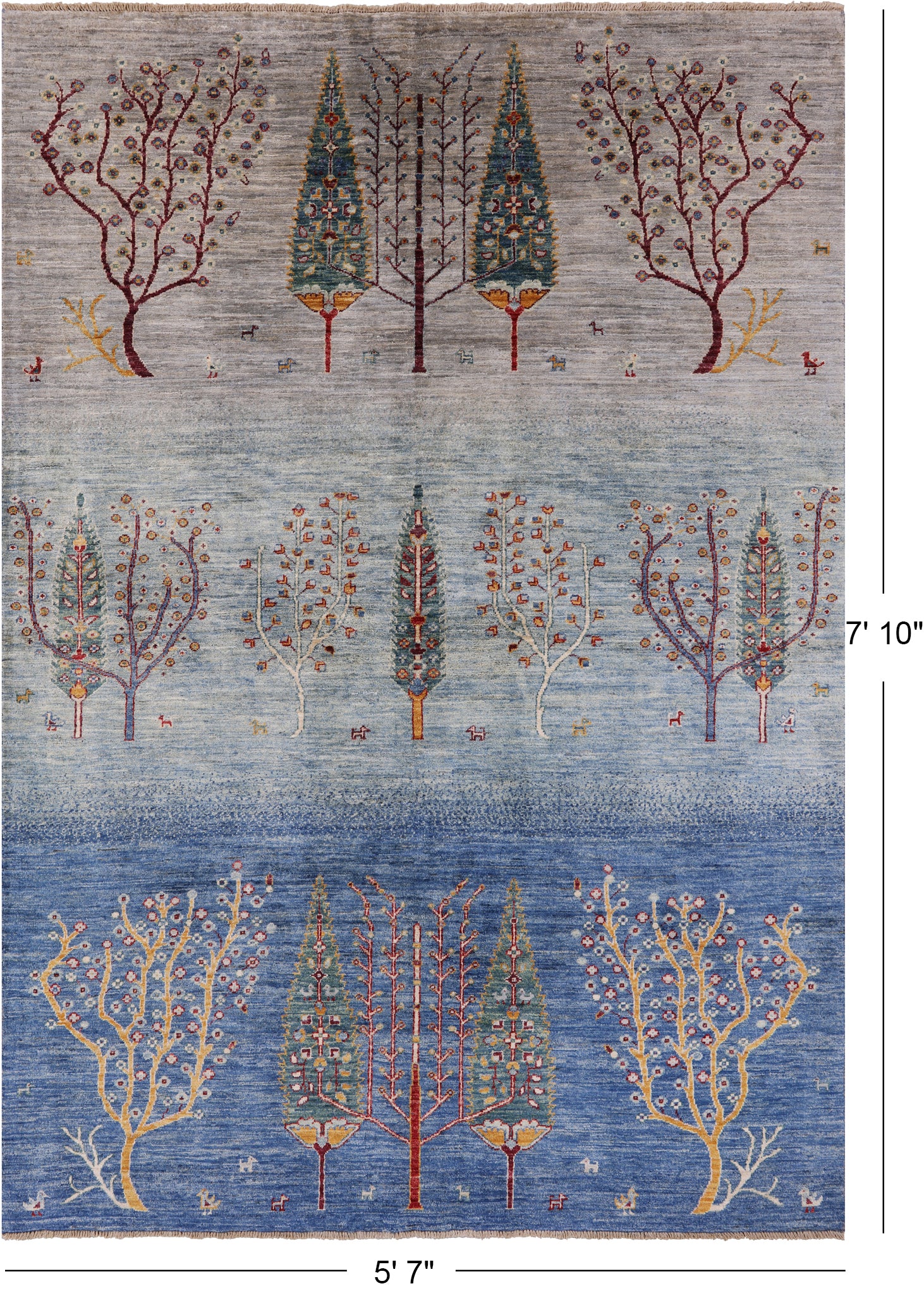 Tribal Persian Gabbeh Handmade Wool Rug - 5' 7" X 7' 10" - Golden Nile