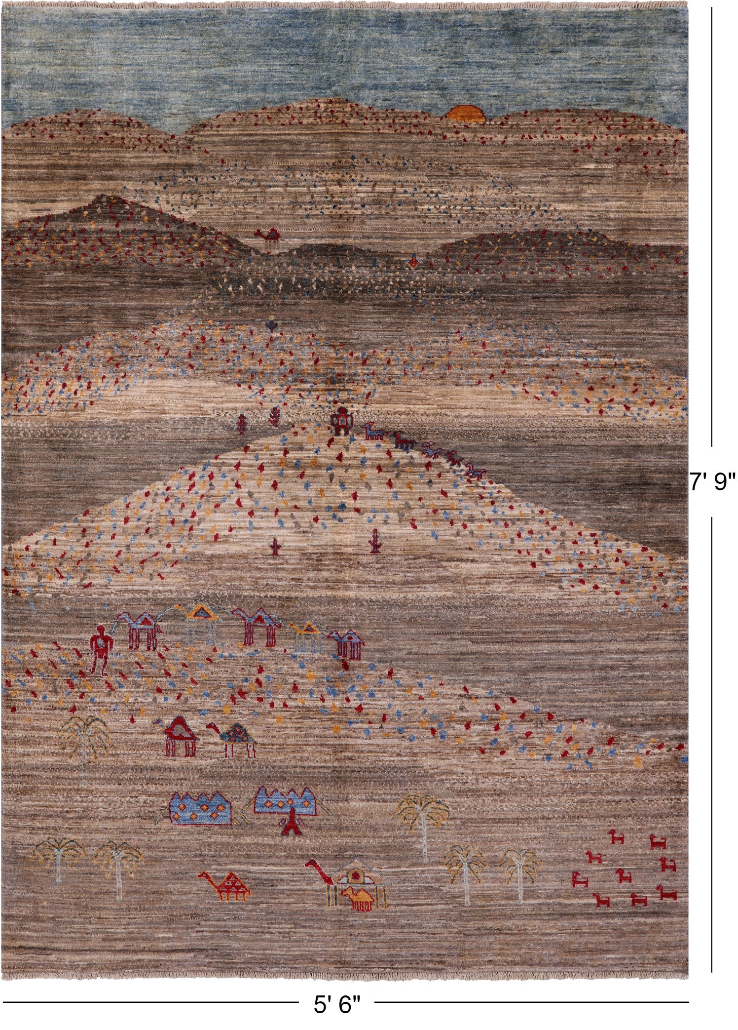 Tribal Persian Gabbeh Hand Knotted Wool Rug - 5' 6" X 7' 9" - Golden Nile