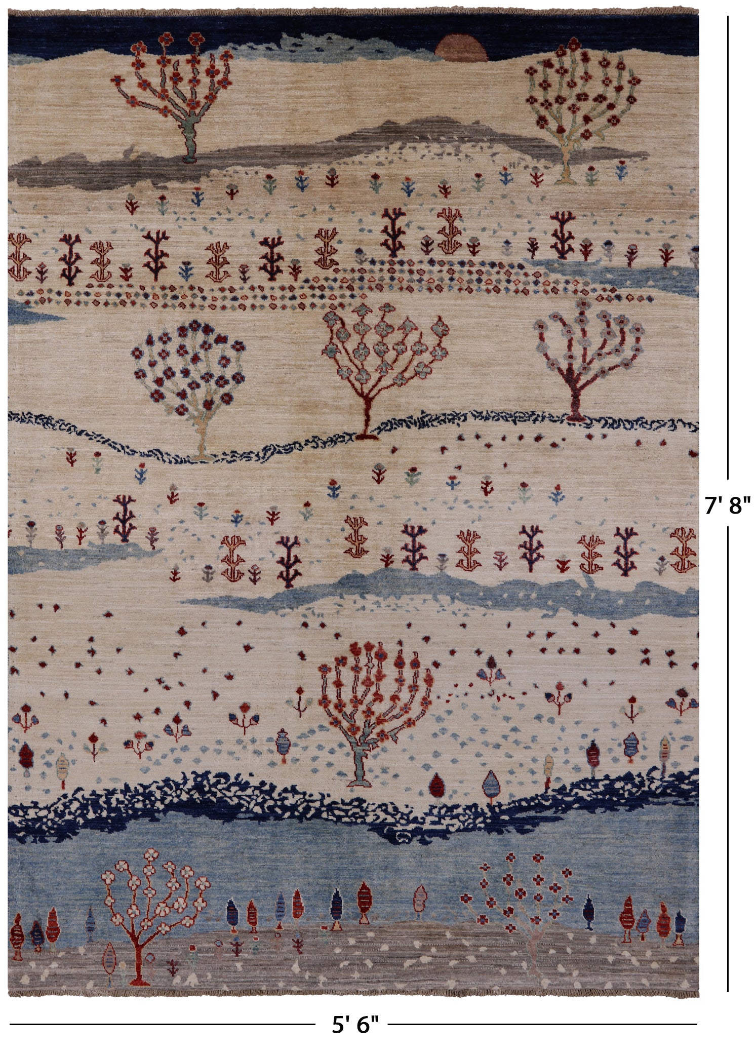 Tribal Persian Gabbeh Hand Knotted Wool Rug - 5' 6" X 7' 8" - Golden Nile