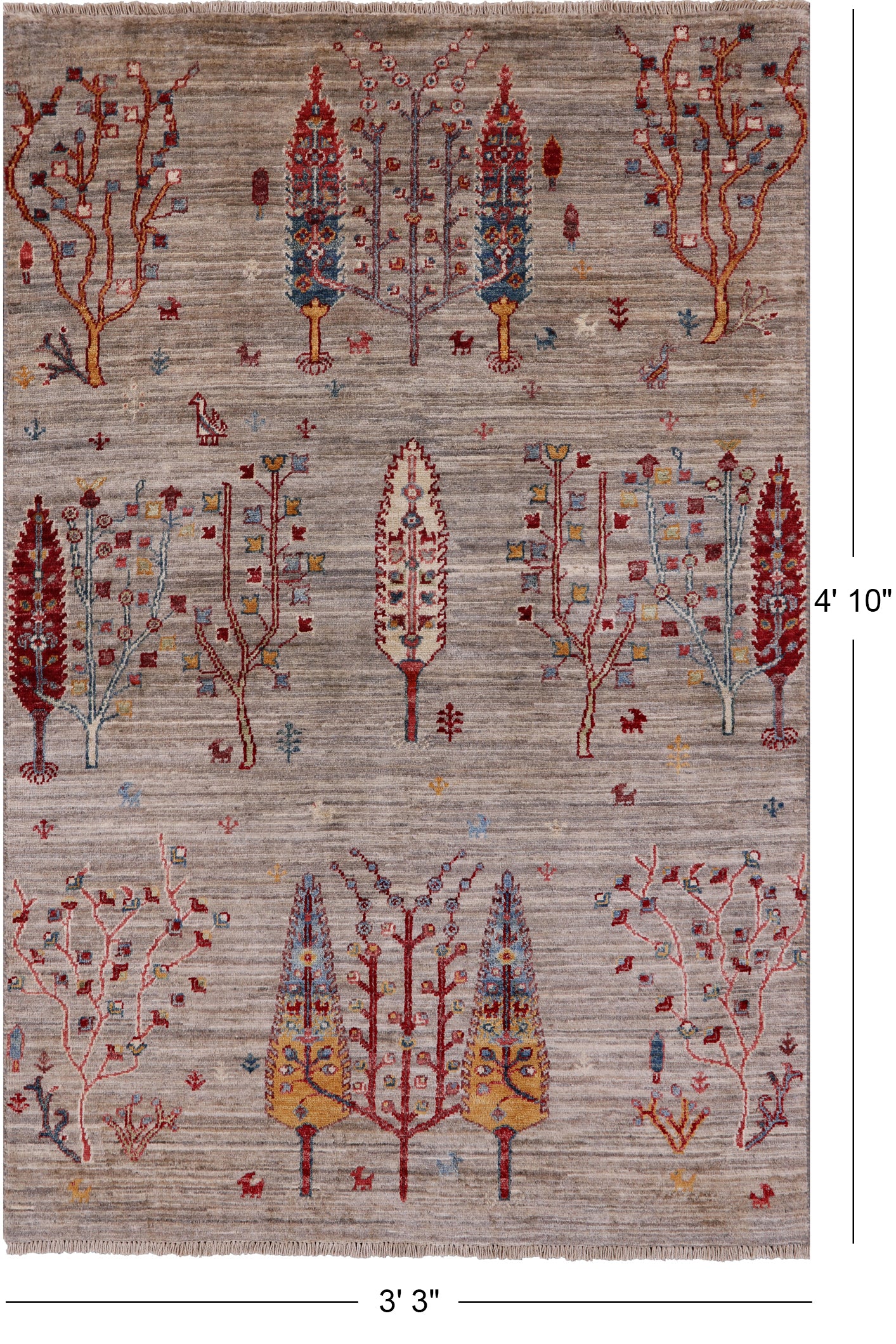 Tribal Persian Gabbeh Handmade Wool Rug - 3' 3" X 4' 10" - Golden Nile
