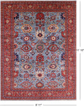 Blue Persian Fine Serapi Hand Knotted Wool Rug - 8' 11" X 11' 10" - Golden Nile