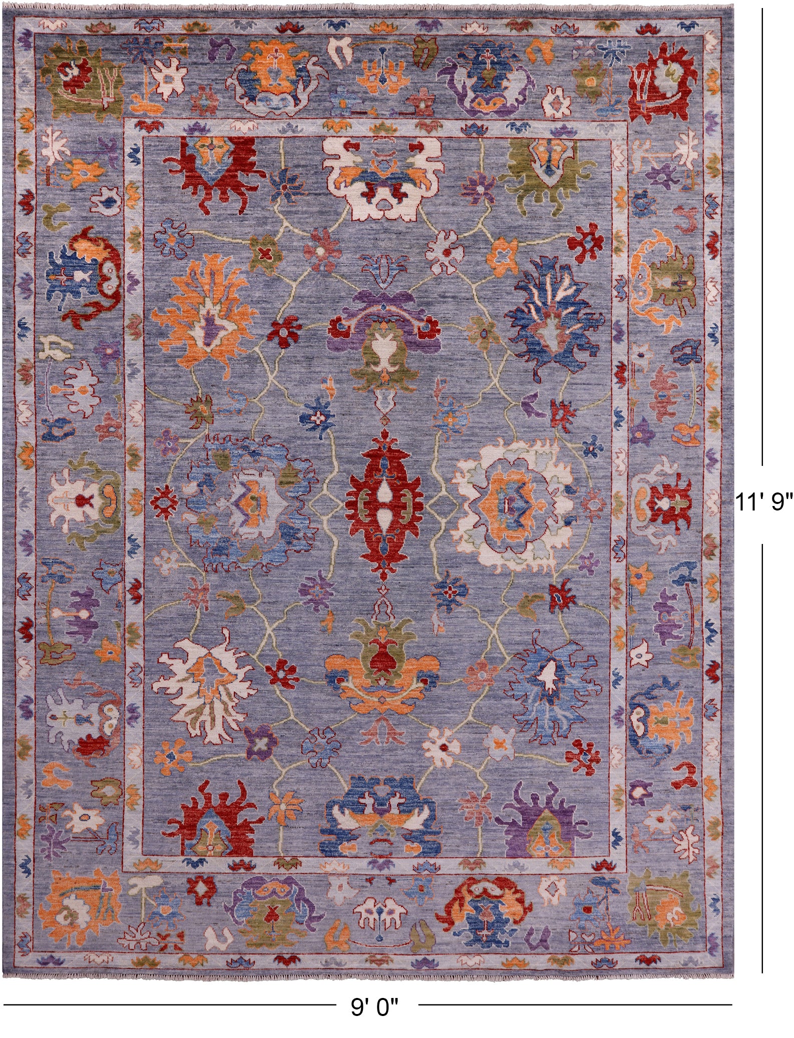 Turkish Oushak Hand Knotted Wool Rug - 9' 0" X 11' 9" - Golden Nile