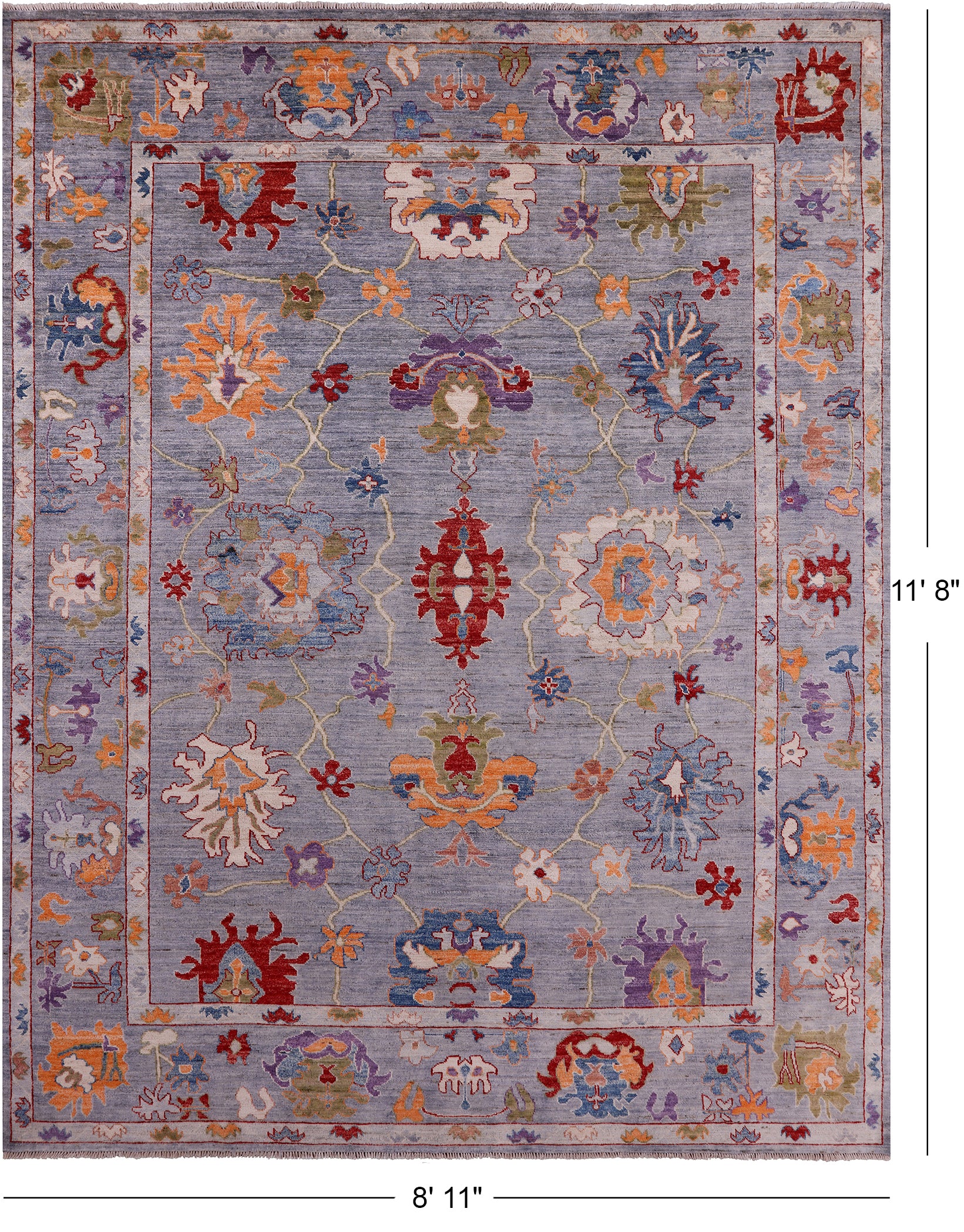 Turkish Oushak Hand Knotted Wool Rug - 8' 11" X 11' 8" - Golden Nile