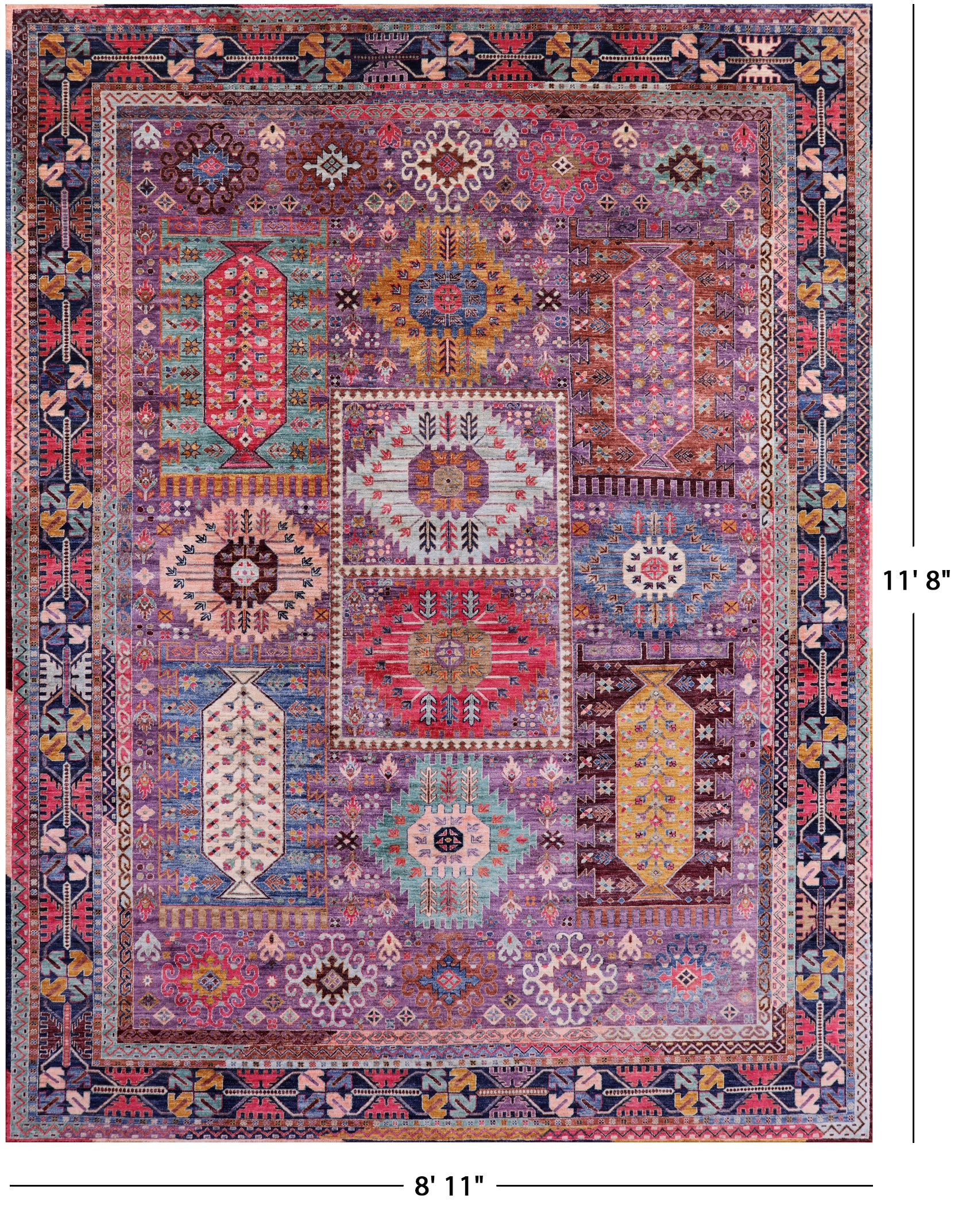 Persian Fine Serapi Hand Knotted Wool Rug - 8' 11" X 11' 8" - Golden Nile