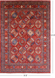 Red Turkmen Ersari Hand Knotted Wool Rug - 9' 8" X 13' 9" - Golden Nile