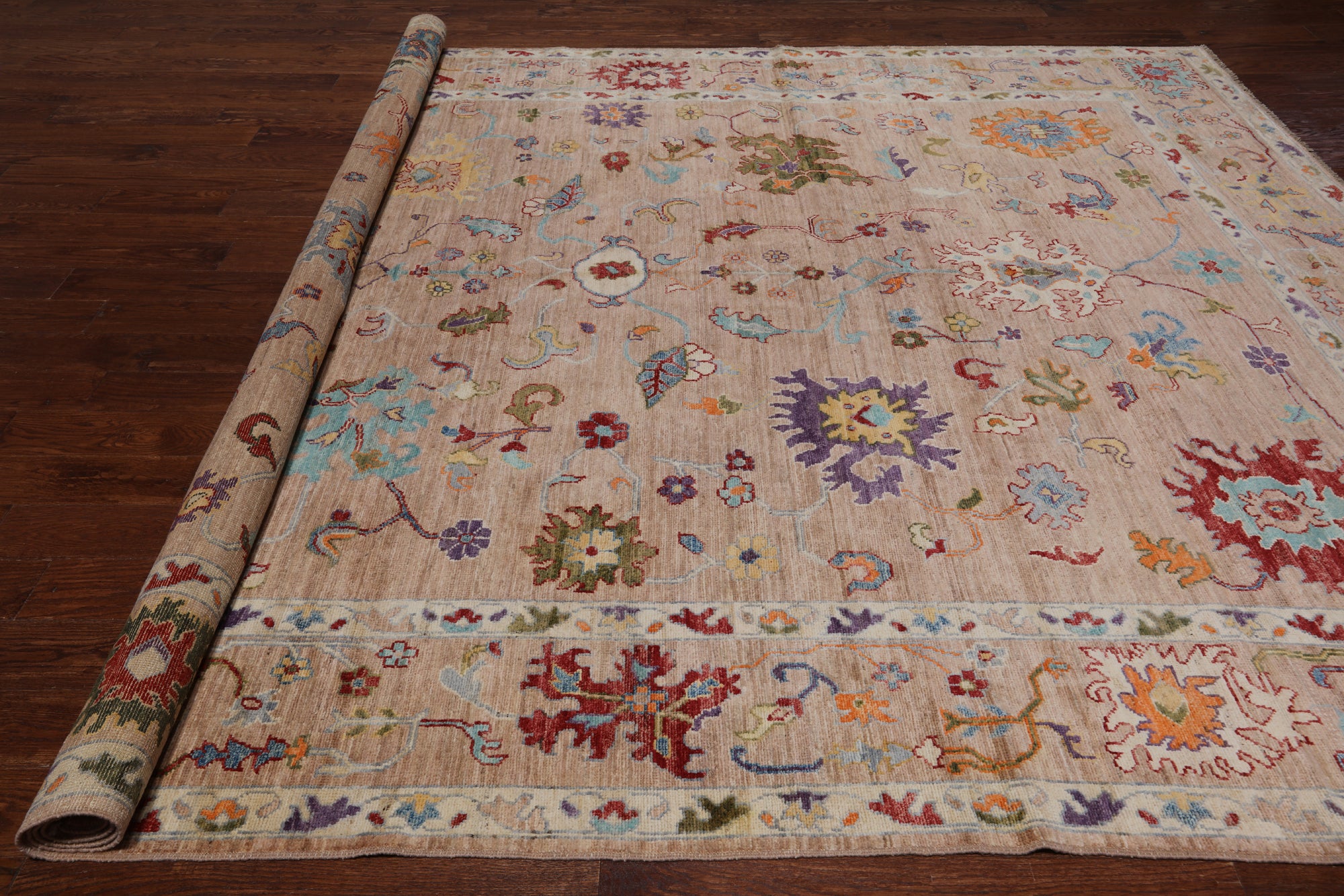 Turkish Oushak Hand Knotted Wool Rug - 9' 1" X 11' 10"