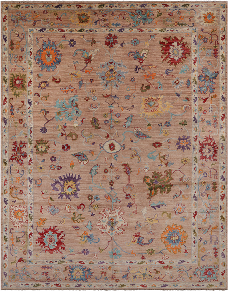 Turkish Oushak Hand Knotted Wool Rug - 9' 1" X 11' 10"