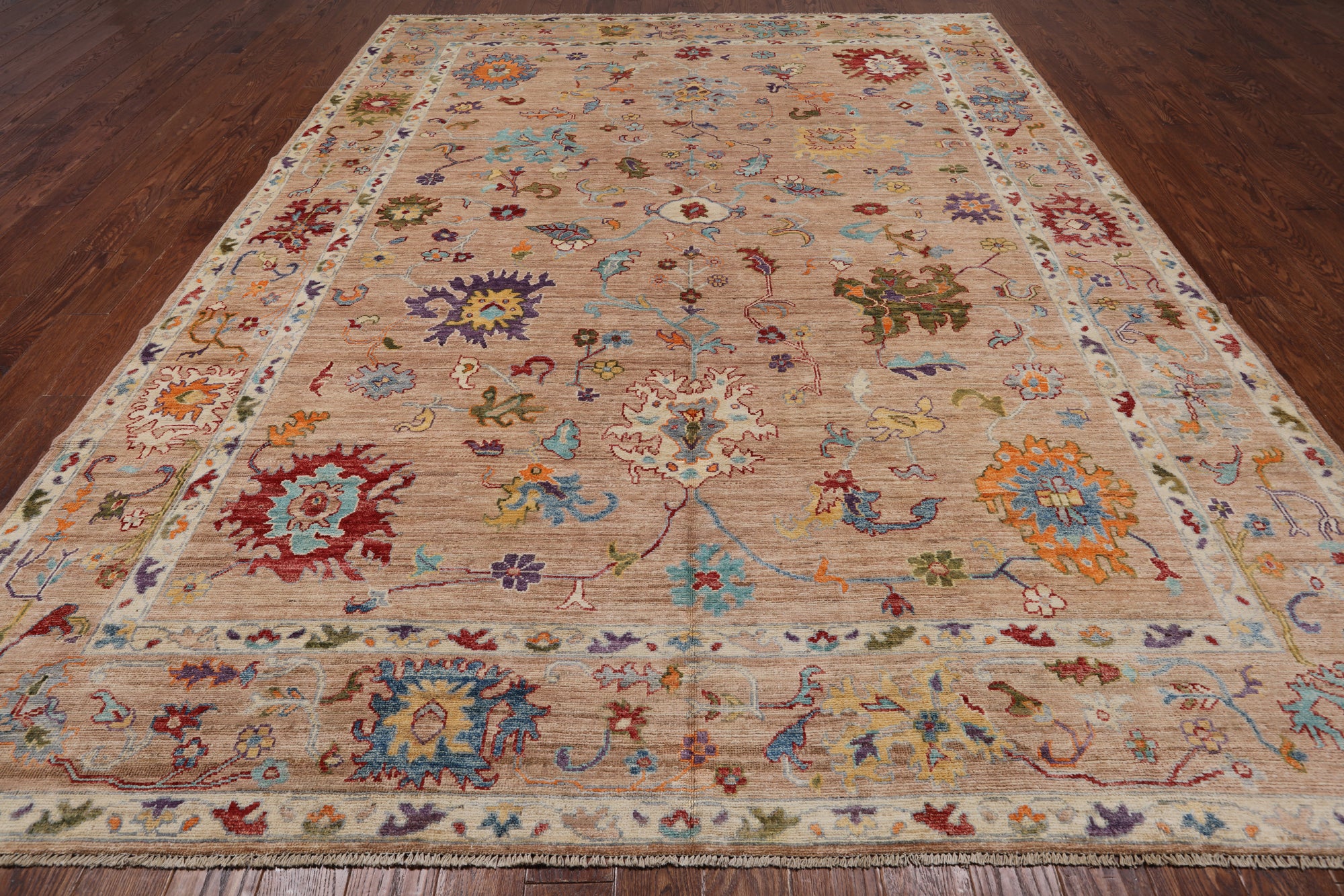 Turkish Oushak Hand Knotted Wool Rug - 9' 1" X 11' 10"