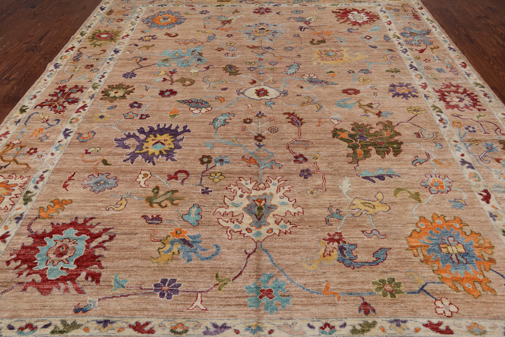 Turkish Oushak Hand Knotted Wool Rug - 9' 1" X 11' 10"