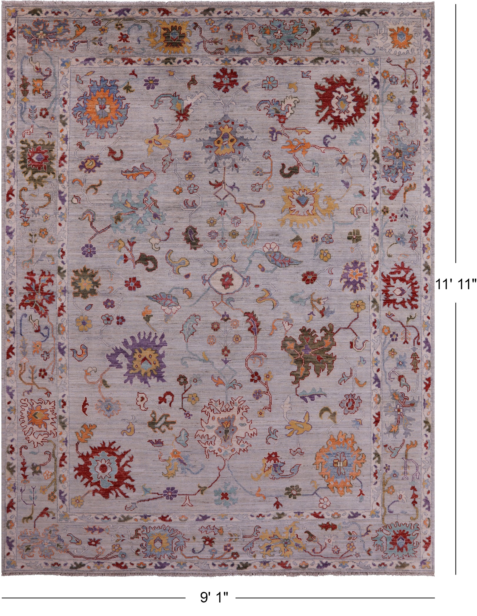 Turkish Oushak Hand Knotted Wool Rug - 9' 1" X 11' 11" - Golden Nile