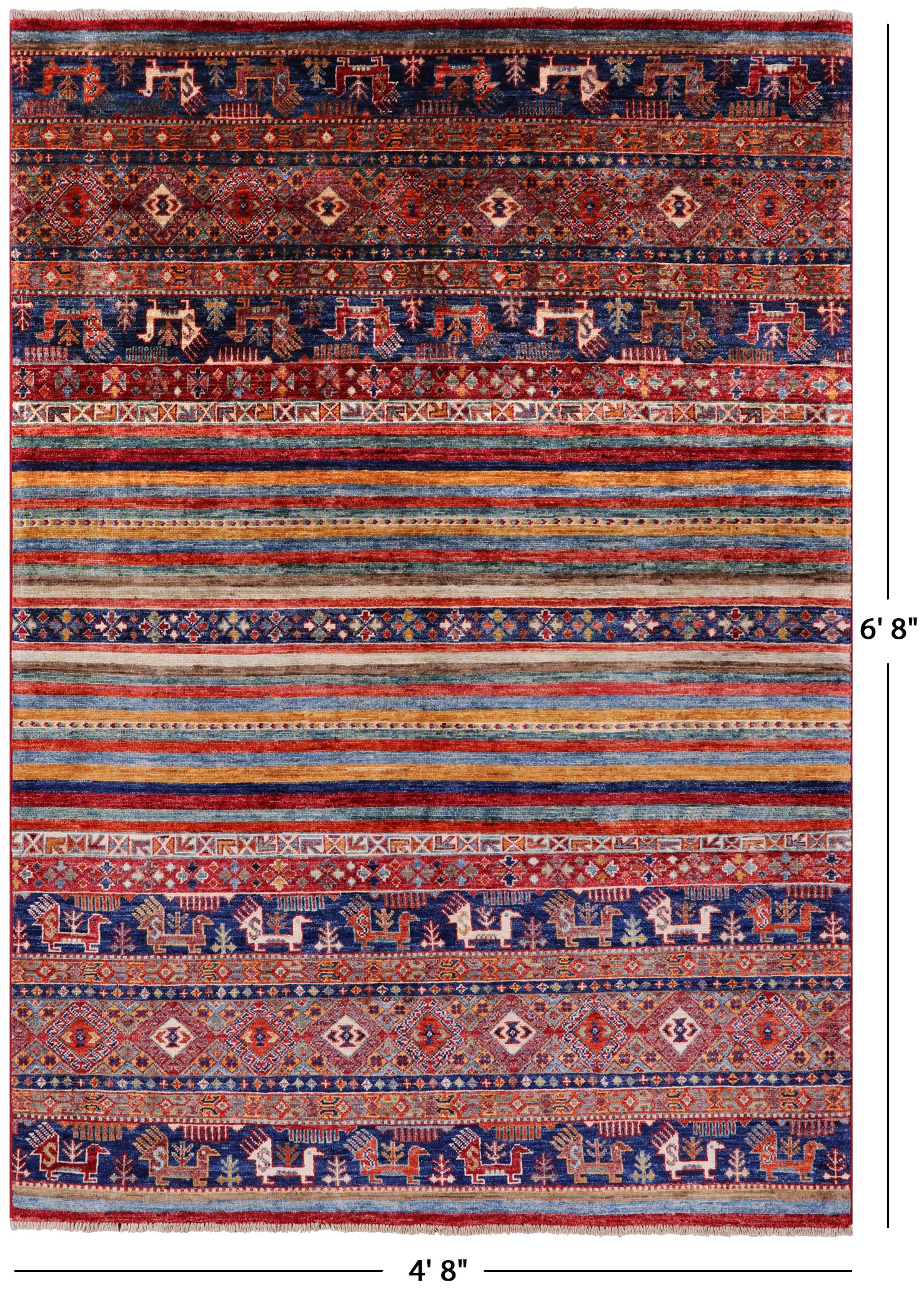 Tribal Persian Gabbeh Hand Knotted Wool Rug - 4' 8" X 6' 8" - Golden Nile