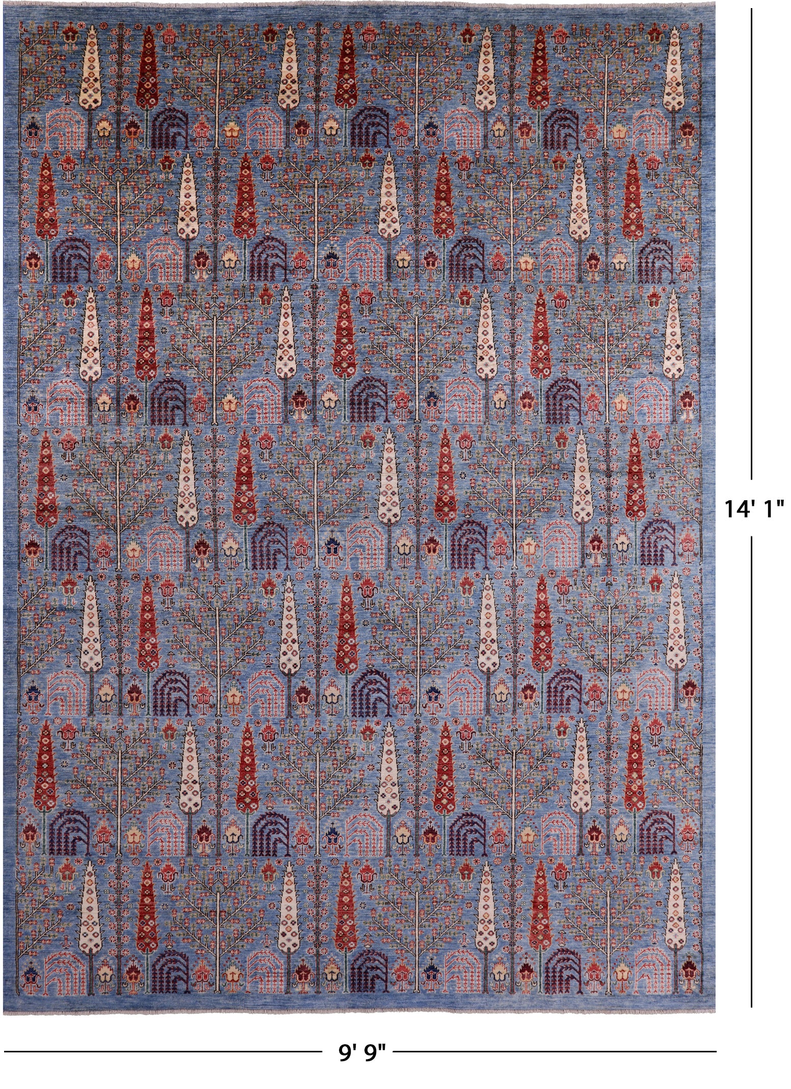 Blue Persian Ziegler Hand Knotted Wool Rug - 9' 9" X 14' 1" - Golden Nile