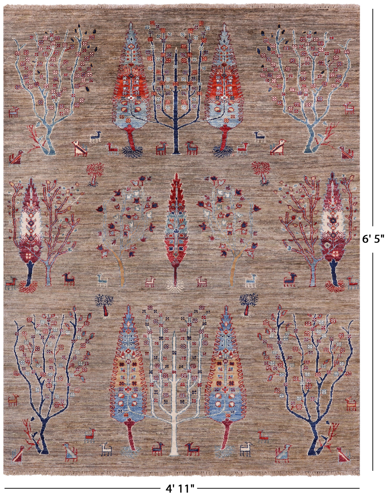 Tribal Persian Gabbeh Hand Knotted Wool Rug - 4' 11" X 6' 5" - Golden Nile