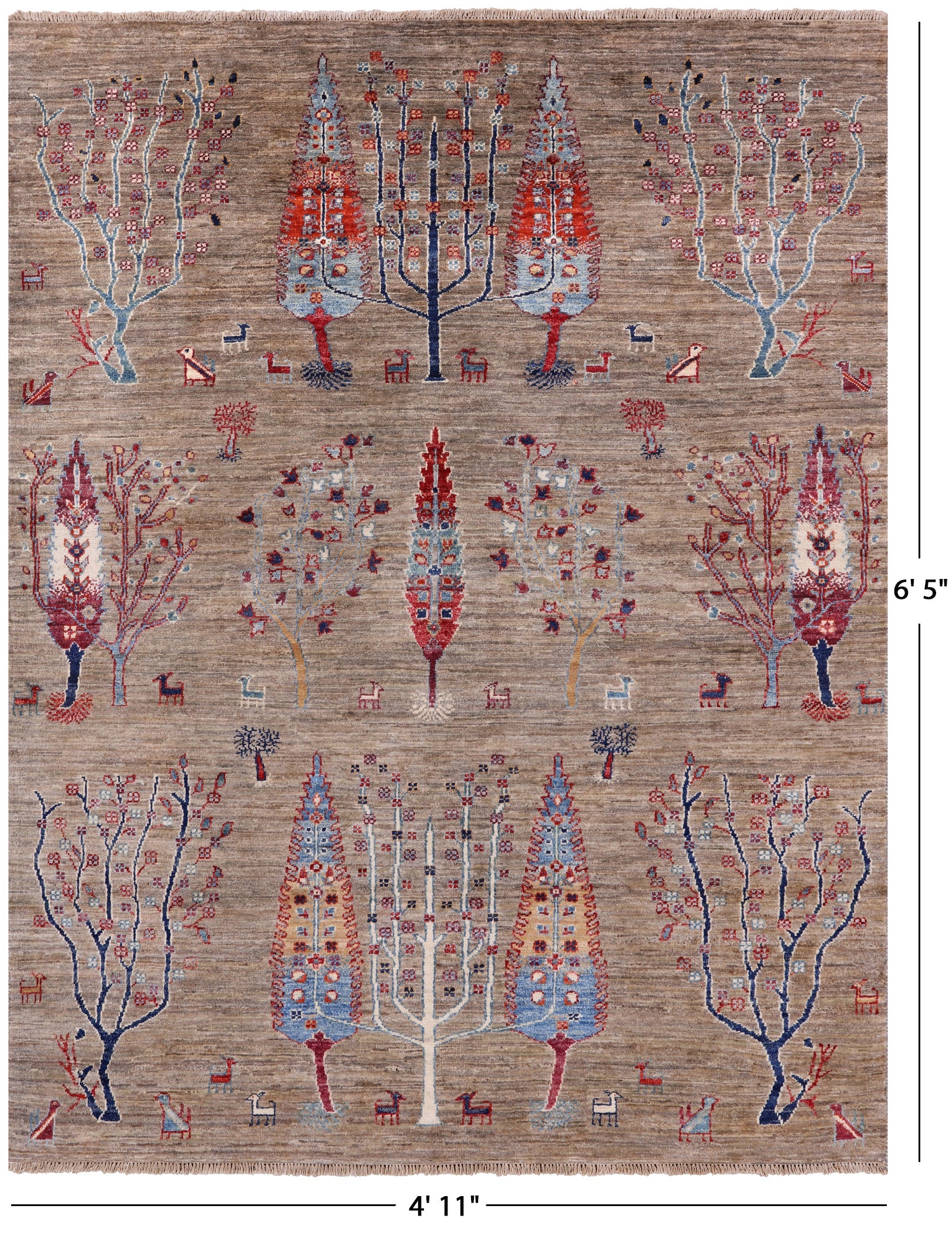 Tribal Persian Gabbeh Hand Knotted Wool Rug - 4' 11" X 6' 5" - Golden Nile